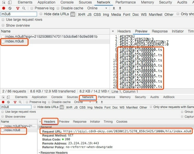 查找m3u8视频链接