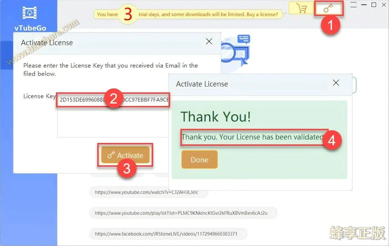 激活VTubeGo Video Downloader